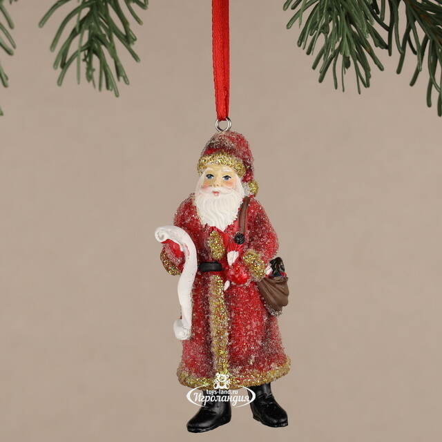 Елочная игрушка Дед Мороз со списком подарков 9 см Kaemingk