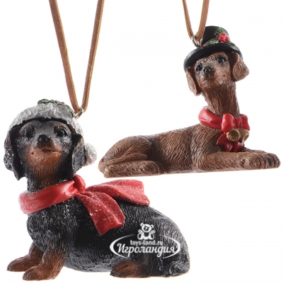 Набор украшений Собачки в Шляпках 6 см, 2 шт, подвеска Kaemingk