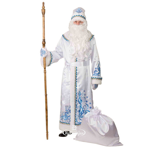 Карнавальный костюм для взрослых Дед Мороз Узорчатый белый, 54-56 размер Батик