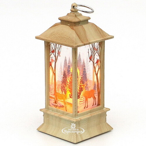 Новогодний фонарик со свечой Северный Олень 13 см, подвеска Sigro