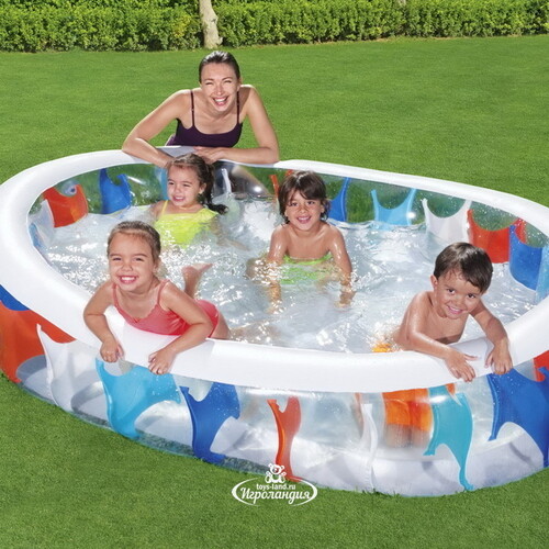 Семейный надувной бассейн Красочное Лето 229*152 см, клапан Bestway