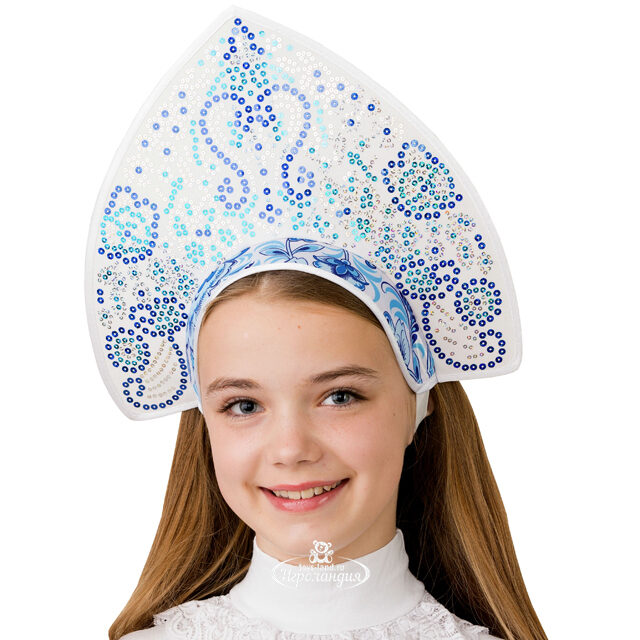 Кокошник на резинке Иней Батик