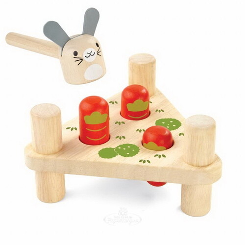 Деревянная игрушка-стучалка Зайчик и Морковки 17*15 см Plan Toys
