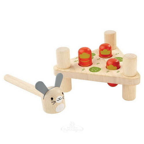 Деревянная игрушка-стучалка Зайчик и Морковки 17*15 см Plan Toys