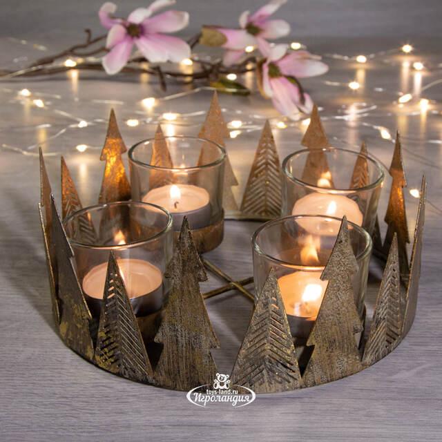 Металлический подсвечник на 4 свечи Корона Лесного Царства 17 см Breitner