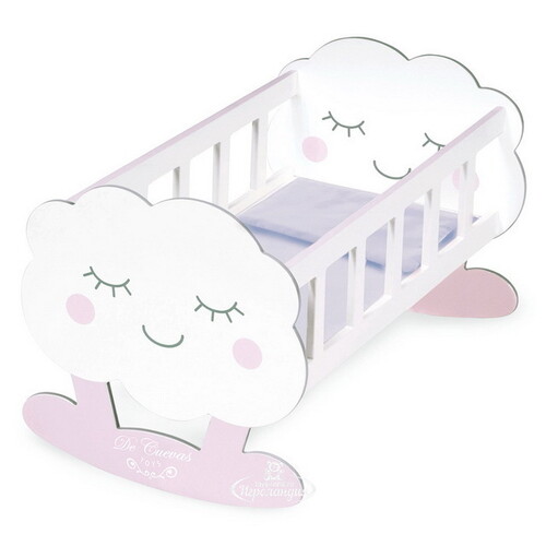 Кроватка-качалка для куклы Мартин 49.5 см с аксессуарами бело-розовая Decuevas Toys