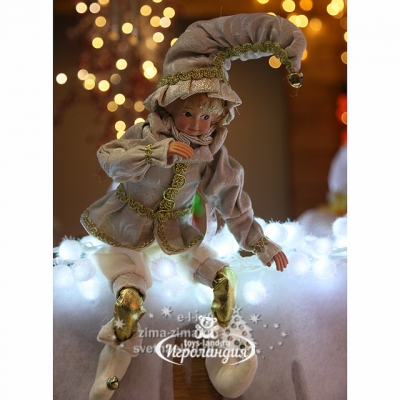 Елочное украшение "Эльф" в бело-золотом наряде, 35 см, подвеска Eggl (Эггл)