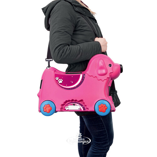 Детский чемодан на колесиках Собачка розовый BIG