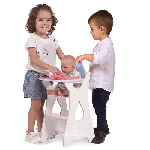Стульчик для кормления куклы Мартин 57 см бело-розовый Decuevas Toys