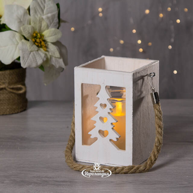 Деревянный подсвечник Лесная Сказка - Елочка 15*10 см светлое дерево Kaemingk