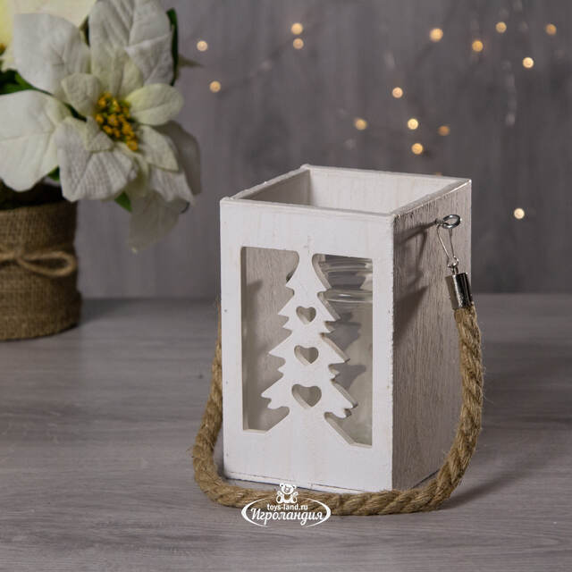 Деревянный подсвечник Лесная Сказка - Елочка 15*10 см светлое дерево Kaemingk