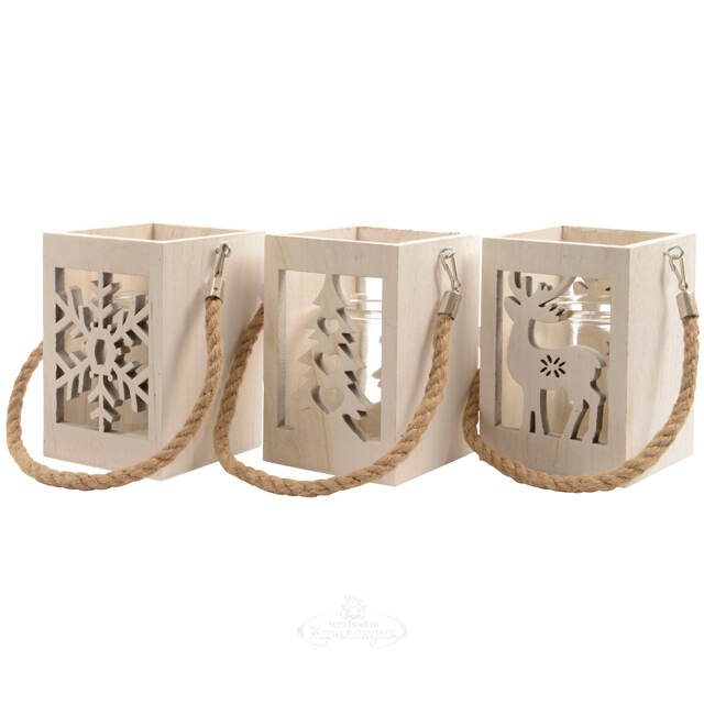 Деревянный подсвечник Лесная Сказка - Елочка 15*10 см светлое дерево Kaemingk