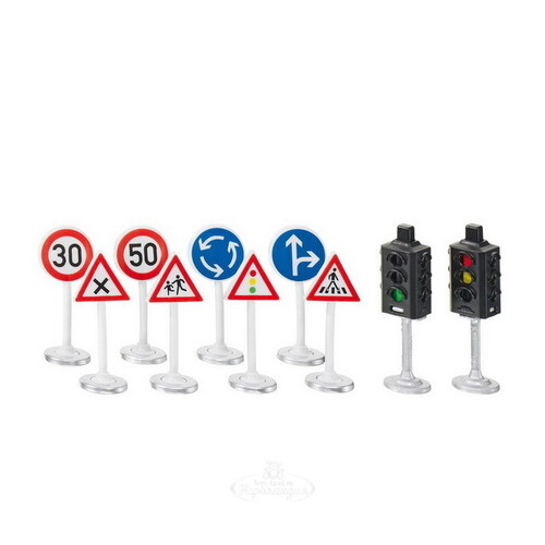 Набор аксессуаров Светофоры и дорожные знаки, 10 предметов, 1:55 SIKU