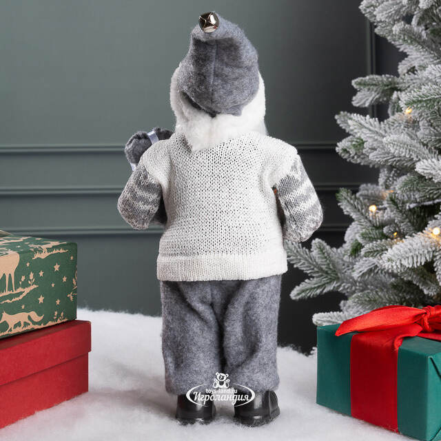 Новогодняя фигура Санта-Клаус в скандинавском свитере 30 см Kaemingk