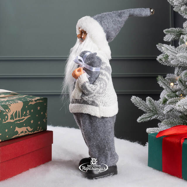 Новогодняя фигура Санта-Клаус в скандинавском свитере 30 см Kaemingk