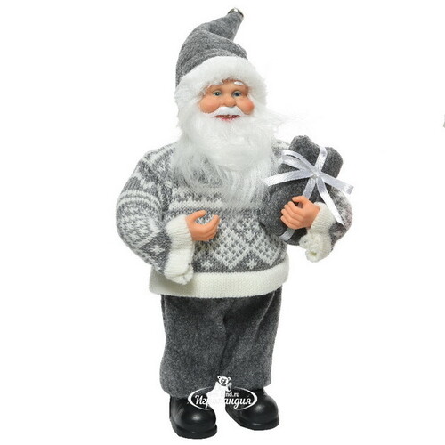 Новогодняя фигура Санта-Клаус в скандинавском свитере 30 см Kaemingk