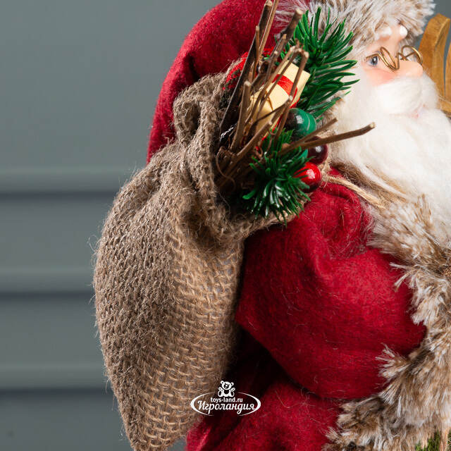Новогодняя фигура Старина Клаус с гостинцами 30 см Kaemingk