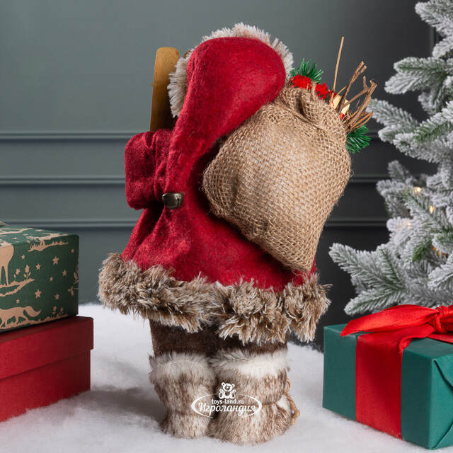 Новогодняя фигура Старина Клаус с гостинцами 30 см Kaemingk
