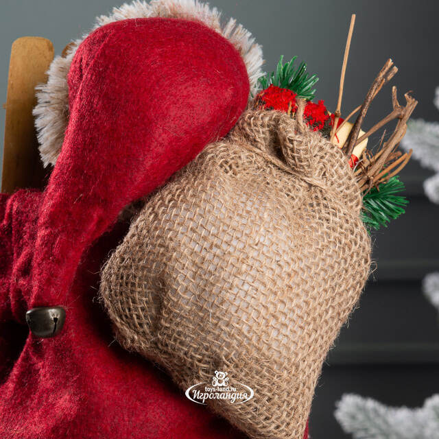 Новогодняя фигура Старина Клаус с гостинцами 30 см Kaemingk