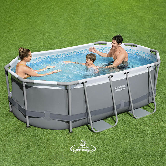 Каркасный овальный бассейн Bestway Steel Pro Max (Бествей Стил Про Макс) 305*200*84 см, фильтр-насос, дозатор Bestway