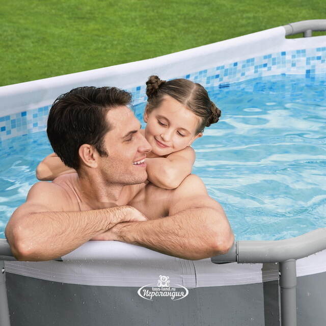 Каркасный овальный бассейн Bestway Steel Pro Max (Бествей Стил Про Макс) 305*200*84 см, фильтр-насос, дозатор Bestway