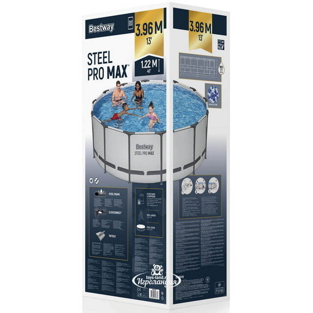 Круглый каркасный бассейн Bestway Steel Pro Max 396*122 см, фильтр-насос, аксессуары Bestway