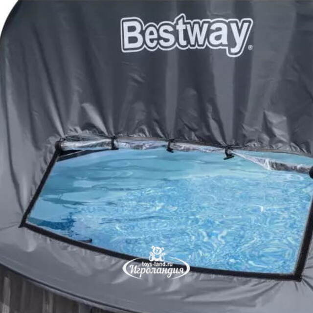 Каркасный бассейн 5619K Bestway Steel Pro Max - Grey Wood 366*122 см, фильтр-насос, навес, лестница Bestway