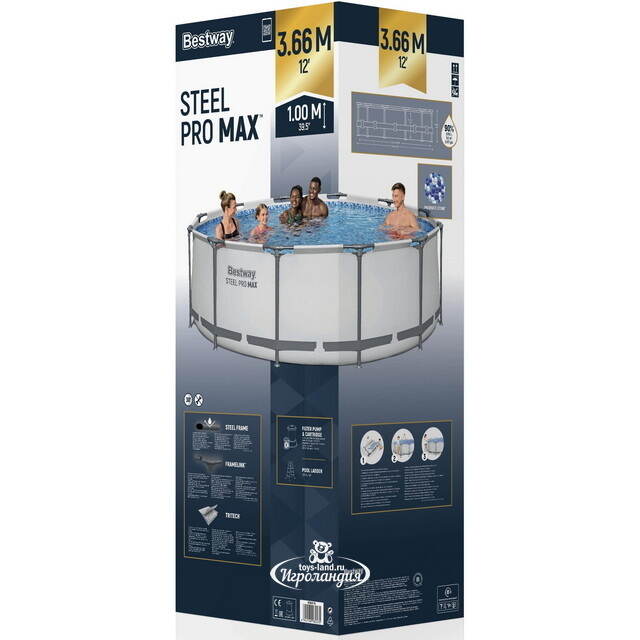Каркасный бассейн Bestway Steel Pro Max 366*100 см, фильтр-насос Bestway