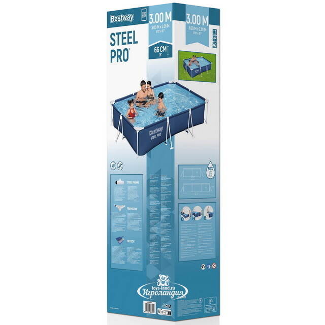 Прямоугольный каркасный бассейн 56404 Bestway Steel Pro 300*201*66 см Bestway