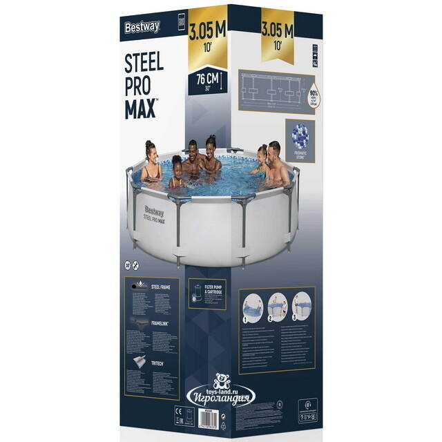 Каркасный бассейн 56408 Bestway Steel Pro Max 305*76 см, фильтр-насос Bestway