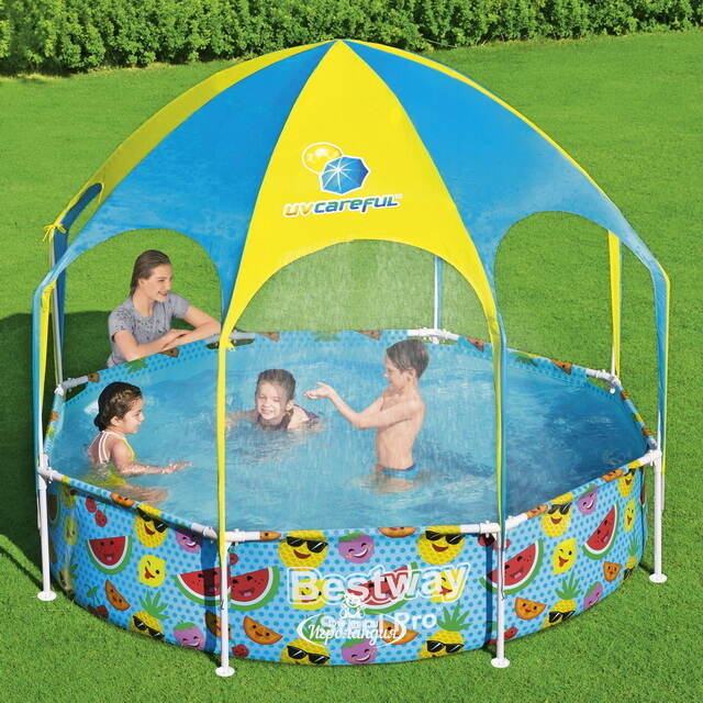 Каркасный бассейн 56432 Bestway Splash-in-Shade 244*51 см с навесом и разбрызгивателем Bestway