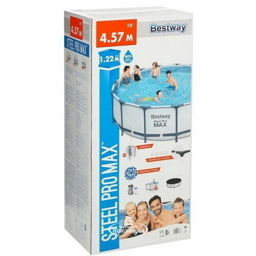 Каркасный бассейн 56438 Bestway Steel Pro 457*122 см, фильтр-насос, аксессуары Bestway