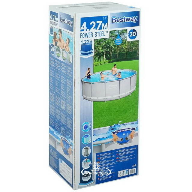 Каркасный бассейн Bestway Power Steel 427*122 см, фильтр-насос, аксессуары Bestway