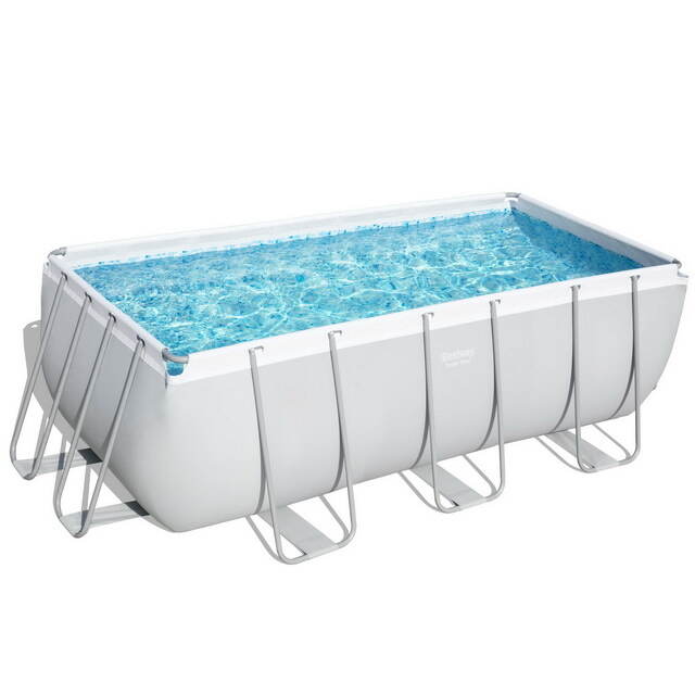 Прямоугольный каркасный бассейн Bestway Power Steel 412*201*122 см, фильтр-насос, лестница Bestway