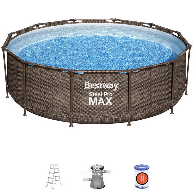 Каркасный бассейн 56709 Bestway Steel Pro Max - Rattan 366*100 см, фильтр-насос, лестница Bestway