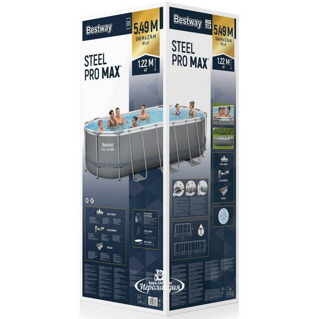 Каркасный овальный бассейн 56710 Bestway Steel Pro Max (Бествей Стил Про Макс) 549*274*122 см, фильтр-насос, аксессуары Bestway