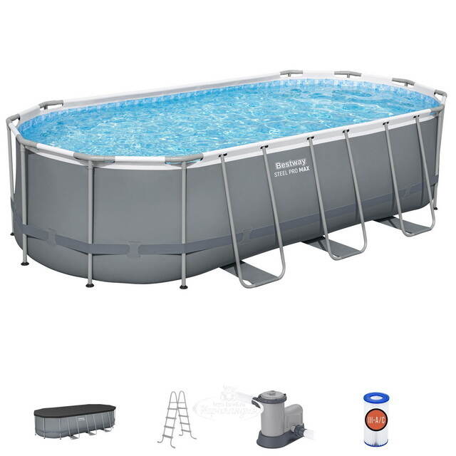 Каркасный овальный бассейн 56710 Bestway Steel Pro Max (Бествей Стил Про Макс) 549*274*122 см, фильтр-насос, аксессуары Bestway