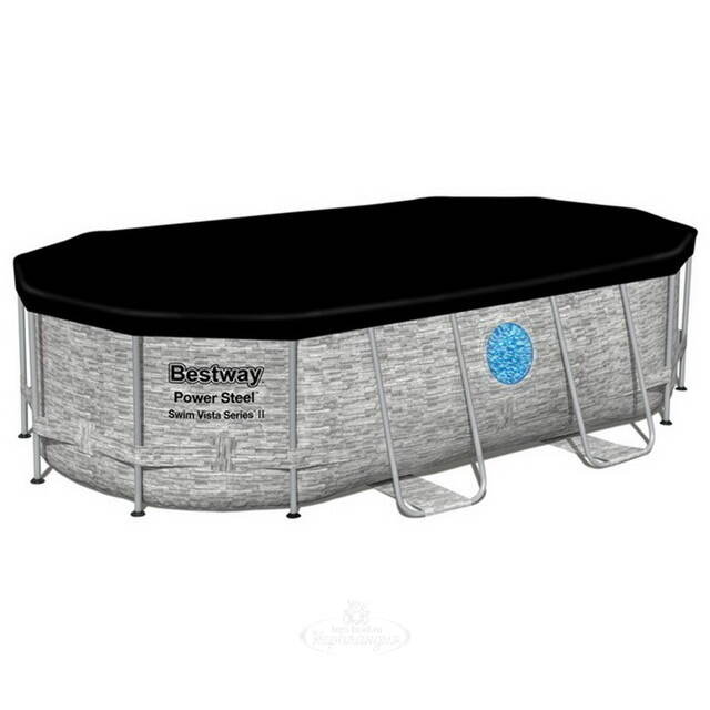 Каркасный овальный бассейн Bestway Power Steel Swim Vista 427*250*100 см, фильтр-насос, аксессуары Bestway