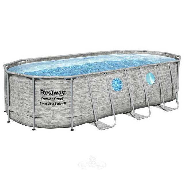 Каркасный овальный бассейн 56716 Bestway Power Steel Swim Vista 549*274*122 см, фильтр-насос, аксессуары Bestway