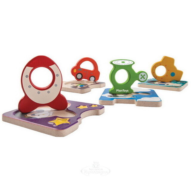 Набор деревянных пазлов для малышей Транспорт, 4 шт Plan Toys (План Тойс)