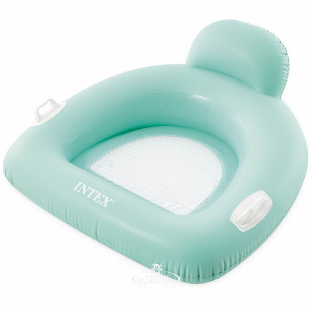 Надувное кресло для плавания с сетчатым дном 114*107 см голубое INTEX (Интекс)