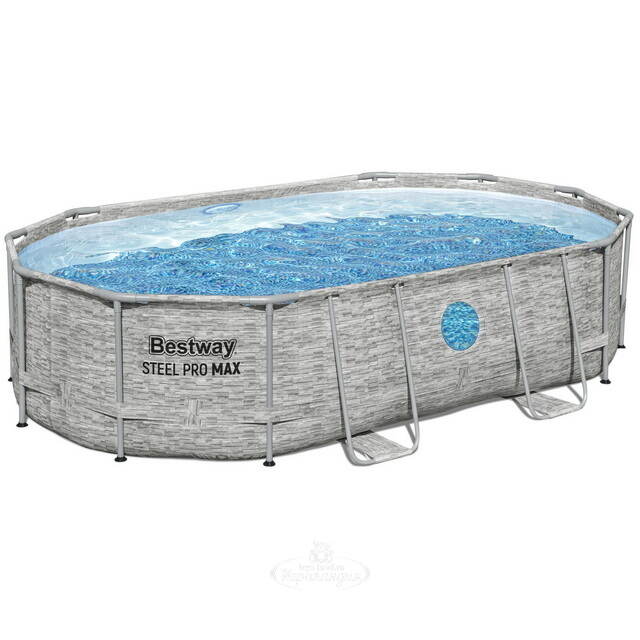 Каркасный овальный бассейн Bestway Steel Pro Max (Бествей Стил Про Макс) 488*305*107 см, песочный фильтр-насос, аксессуары Bestway (Бествей)