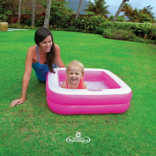 Детский бассейн с надувным дном Малыш розовый, 86*25 см INTEX