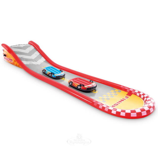 Водная дорожка для скольжения Racing Fun Slide 561 см с двумя надувными машинками INTEX