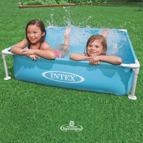 Детский каркасный бассейн Квадратный 122*30 см, голубой, клапан INTEX
