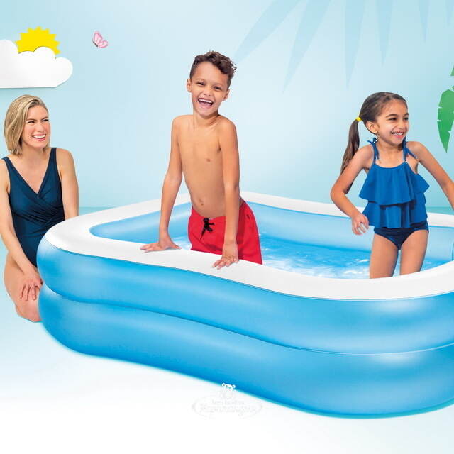 Семейный надувной бассейн Swimming Party 203*152*48 см INTEX