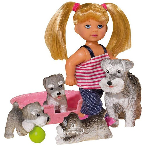 Кукла Еви с серыми собачками 12 см Simba