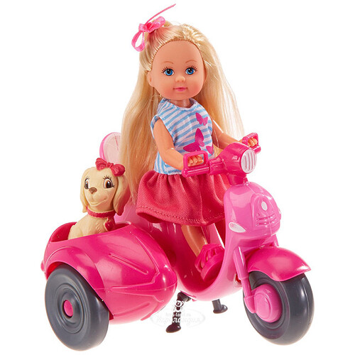Кукла Еви на мотороллере с собачкой 12 см Simba