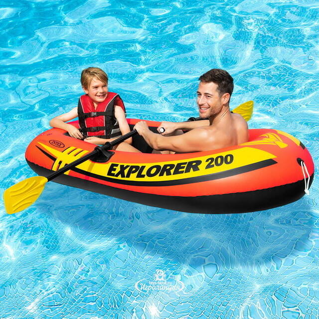 Надувная лодка Explorer-200-Set двухместная 185*94*41 см + насос и весла INTEX