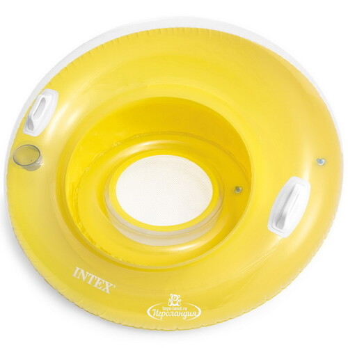 Надувной круг-кресло Леденец с сетчатым дном 119 см жёлтый, до 100 кг INTEX